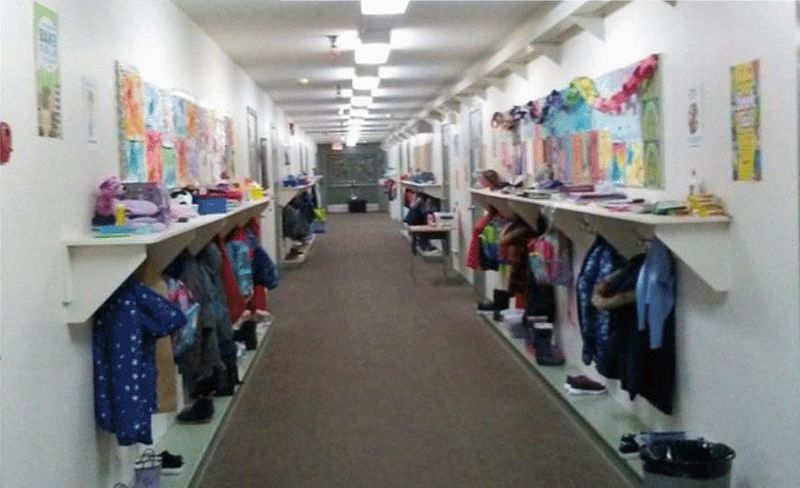 Theo's school, corridor