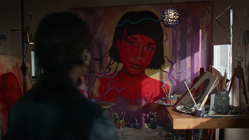 Artist's studio, on camera