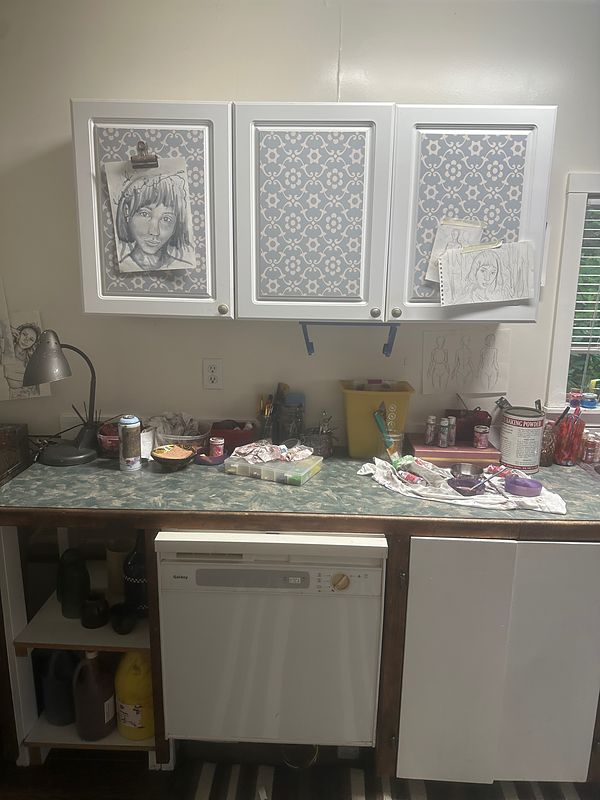 Artist's studio, work counter
