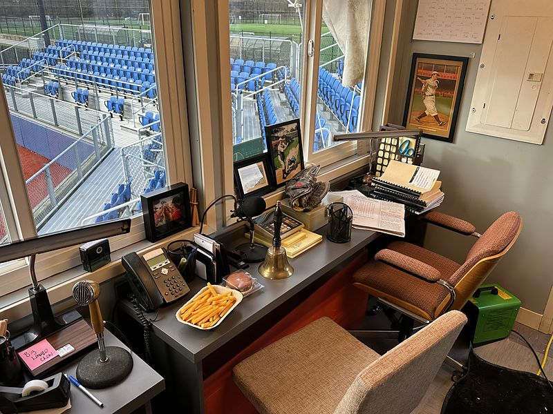 Ballpark press box, desk